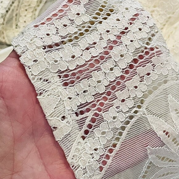 Dza Midi Dress Women's Medium Long Sleeve Slip Covered In Lace With Pink Bow - Picture 11 of 16